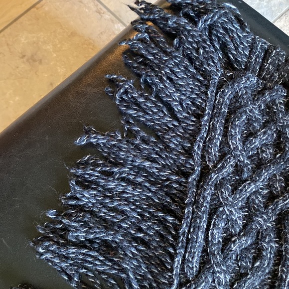 ‘Studio M’ Black/Light Grey Open Cardigan With Fringe Asymmetrical Hem Size Med - Picture 10 of 11